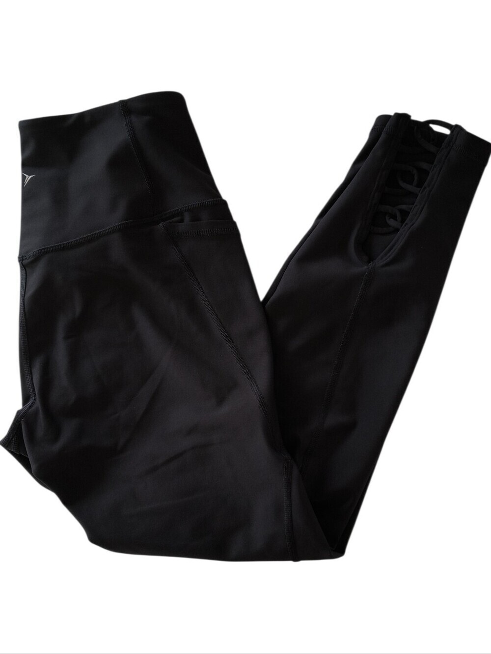 Old Navy Active Black Capri Leggings with Lace-Up Ankle Detail Size M